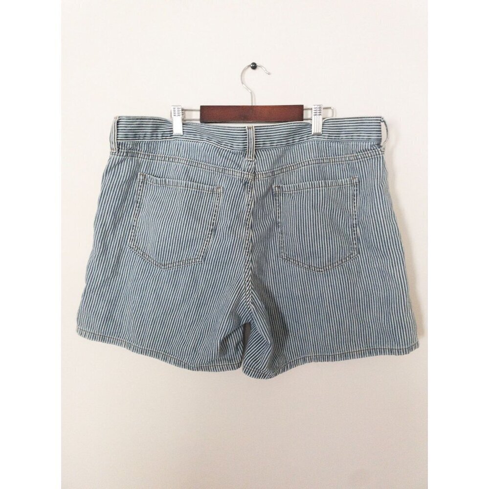 Banana Republic Blue & White Striped Cotton Roll-Up Shorts Size 32 - Picture 2 of 6